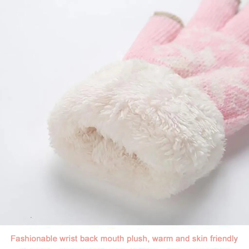 Милые Перчатки для экрана, вязаные зимние теплые флисовые вязаные крючком женские Перчатки для сенсорного экрана, тактические Перчатки, Перчатки Guantes