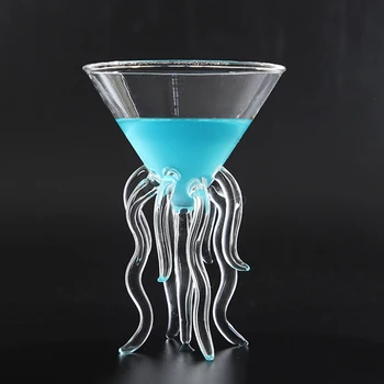 

100ML Creative Octopus Cocktail Glass Transparent Jellyfish Glass Cup Juice Glass Goblet Conical Wine Champagne Glass