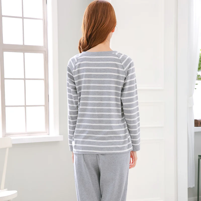 Foply Autumn Winter 100% Cotton Cartoon Pajama Sets Women Pyjamas Homewear Long Sleeve Sleepwear Home Clothes Night Suit Female