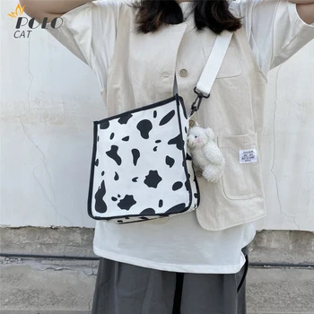 

Cute Cow Pattern Women Handbags Designer Shoulder Bag Luxury Canvas Messenger Bag Large Capacity Tote Lady Square Bag Big Purse