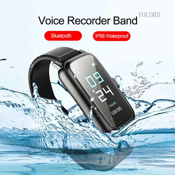 

Bluetooth wireless Audio Voice Recoding Smartband Voice Recorder HD Touch color Screen Smart Band Watch ip68 swimming 16gb
