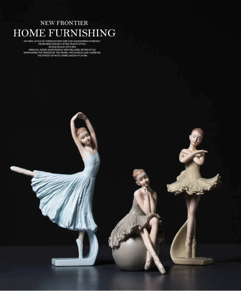 Cartoon Miniature Figurines Home Decor Cute Retro RefinedSimulation Resin Elegant Ballerina Decoration Living Room Ornament