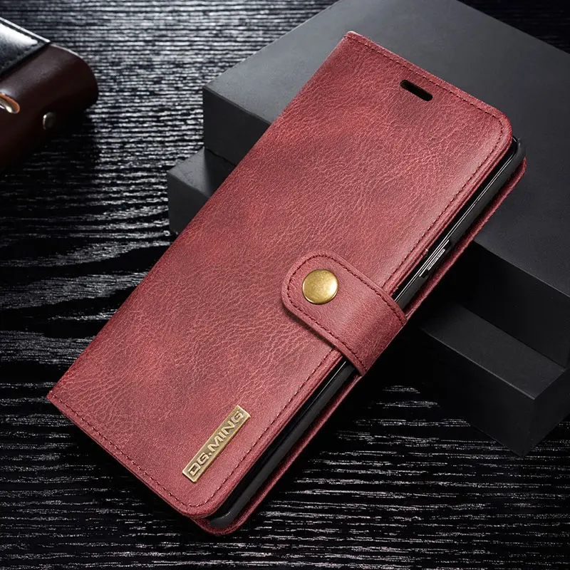 Красный Роскошный чехол из натуральной кожи для S10 Plus E Магнитный чехол съемный для samsung Galaxy Note 10 9 8 S9 S8 S10 Plus A6 A7 A8 - Цвет: Красный