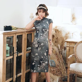 

Spring New Rayon Short Chinese Traditional Women Qipao Vintage Oriental Female Cheongsam Novelty Chinese Formal Dress S - 5XL