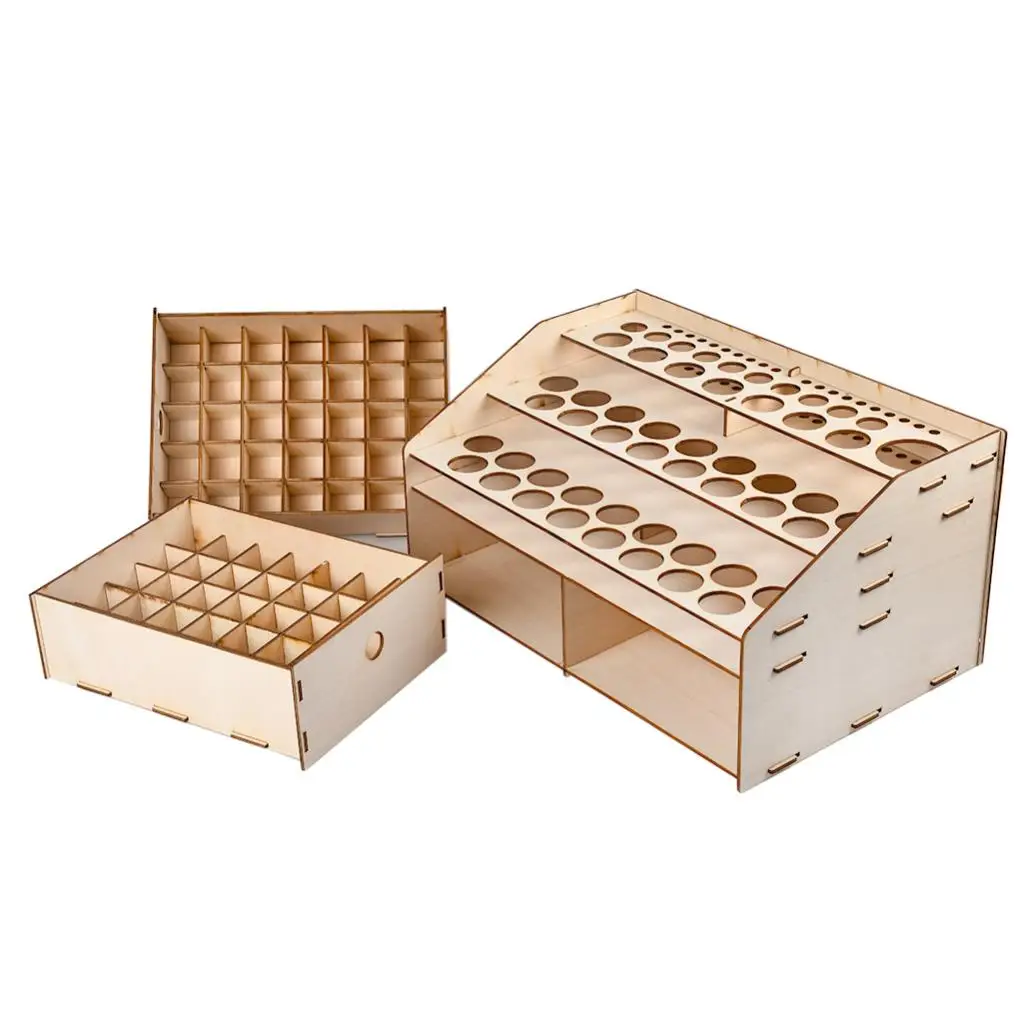 Natural Wooden Paint Rack Stand Pigment Ink Bottle Paints Tool Storage Cabinet Holder Organizer for Multi Bottles of Paints 6