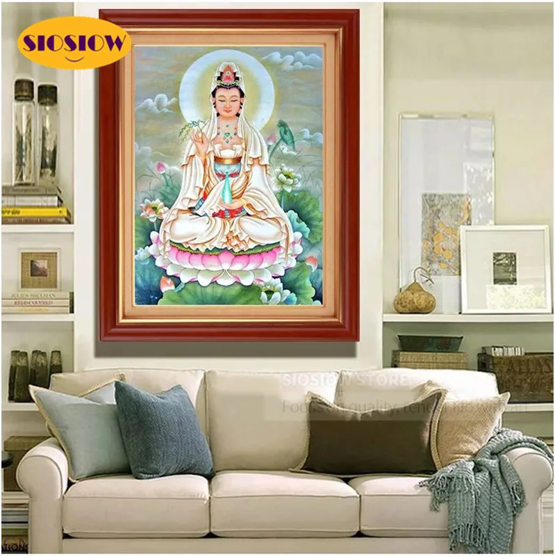 5D DIY религиозная алмазная живопись Kwan Yin Bodhisattva полное сверление 3D Китайская