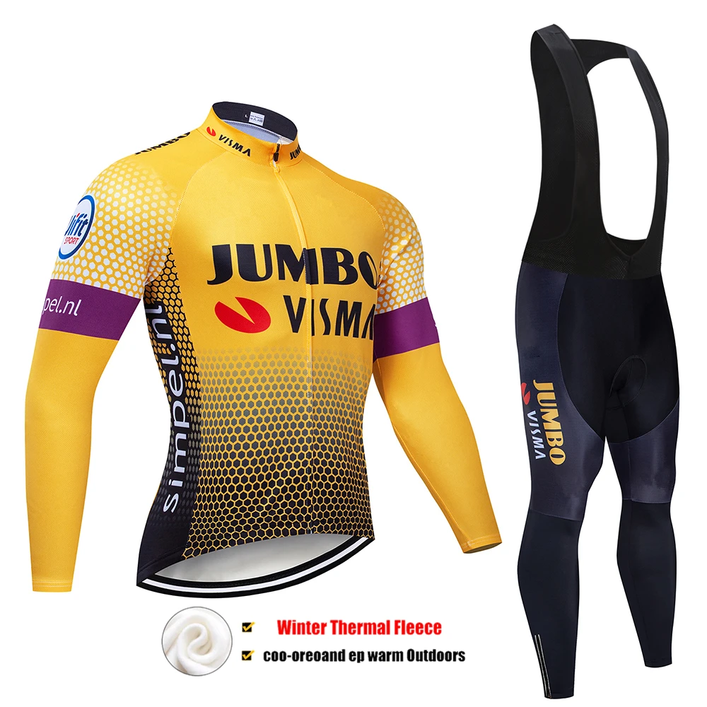 Pro Team Jumbo велосипедная майка 9D комплект с нагрудником MTB Униформа велосипедная одежда мужская зимняя теплая флисовая велосипедная Одежда для велоспорта - Цвет: Pic Color