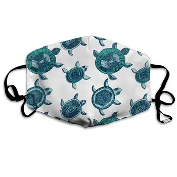 

Funny Green Sea Turtle Washable Reusable Mask, Cotton Anti Dust Half Face Mouth Mask For Kids Teens Men Women With Adjustable