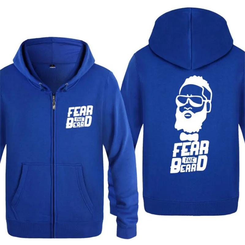 blue hoodie 13 Мужская толстовка с капюшоном James Harden Fear The Beard, мужские толстовки с капюшоном из хлопка на молнии, Зимние флисовые мужские куртки с длинным рукавом, толстовка - Цвет: blue hoodie 13