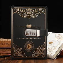 

Password Notebook A5 Retro with Lock Notebooks PU Leather Lock Diary Traveler Notepad Journal Planner School Stationery Gifts