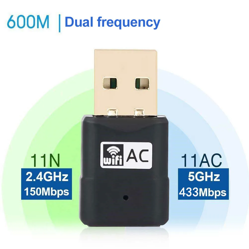 Бесплатный драйвер USB Wifi адаптер 600 Мбит/с Адаптер 2,4/5 ГГц антенна USB Ethernet ПК Wi-Fi адаптер Lan двойной ключ AC Wifi приемник