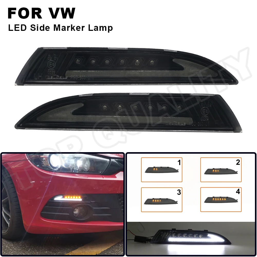 

For VW Scirocco 2008-2013 Volkswagen Smoke Dynamic LED Side Marker Lamp Amber Turn Signal lights White DRL Daytime Running Light