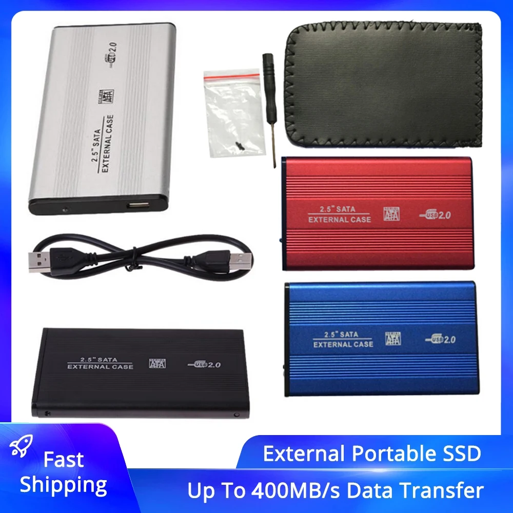 2,5 pulgadas USB 2,0 disco duro externo HDD de 480mbps apoyo 2TB de aluminio HDD Drive para 2,5 SATA duro carcasa de disco