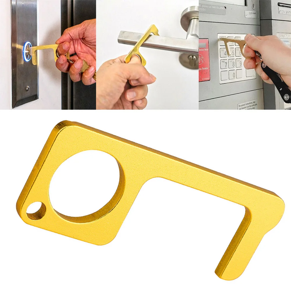 

1PC Portable Press Elevator Tool Hygiene Hand Antimicrobial Alloy EDC Door Opener Door Handle Key Metal Portable Door Opener