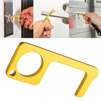 

1PC Portable Press Elevator Tool Hygiene Hand Antimicrobial Alloy EDC Door Opener Door Handle Key Metal Portable Door Opener