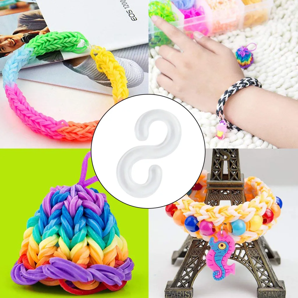 S Clip 300 Pcs Loom Rubber Band For DIY Bracelet Making Refill Kit Transparent S Clips New Charms Accessaries Tool Loom Bands