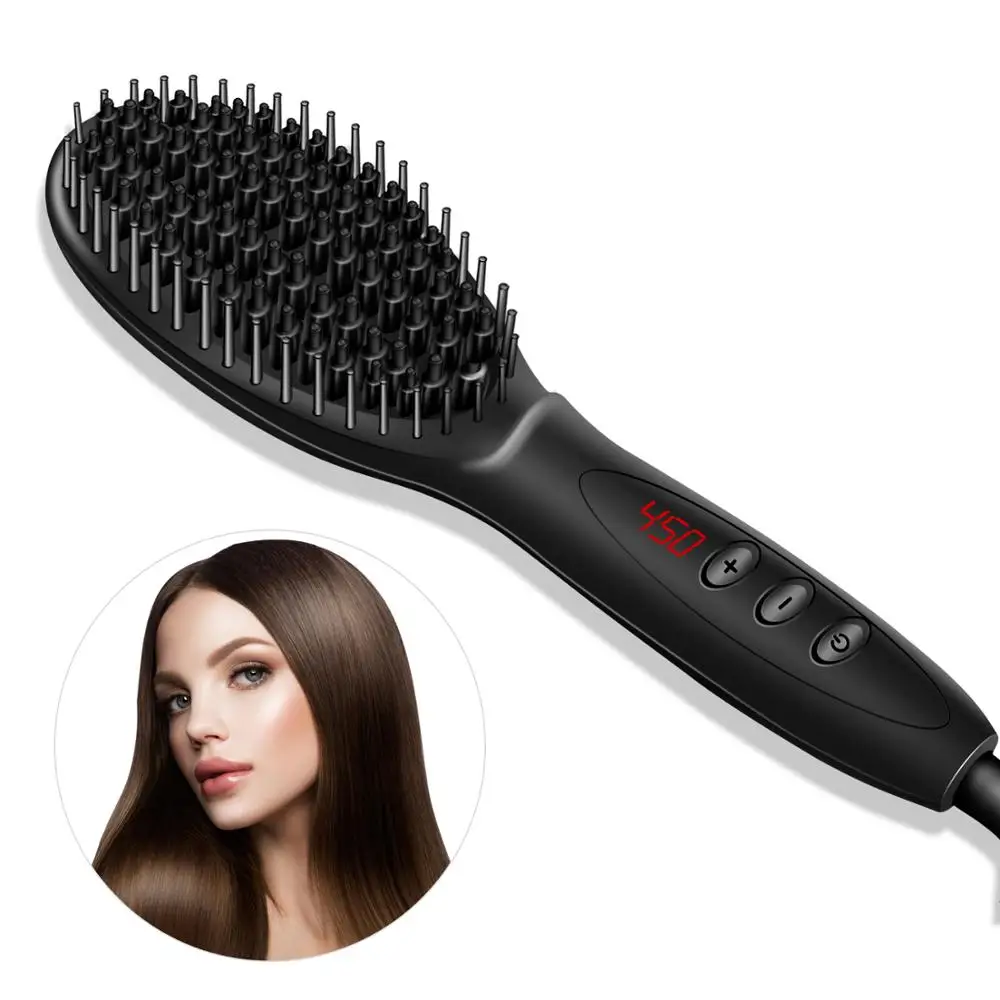 

Electric 2 in 1 Hair Straightener Combs, Anti-scald and Anti-static Hair Straightening Iron Ceramic Titanium Ionic Beard Brushes