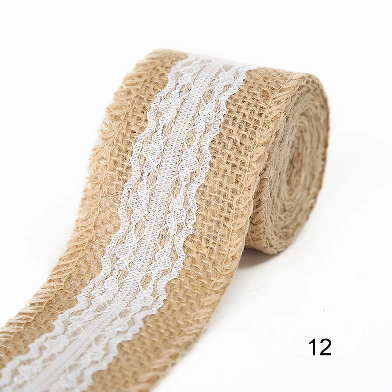 12 2 метра/рулон джутовые мешковины кружевные, джутовые пеньковая лента винтажная деревенская Свадьба Рождественский Декор "сделай сам" подарочная лента упаковочная - Цвет: 12