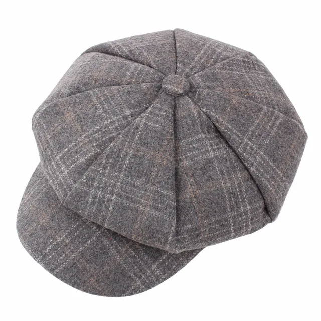 BUTTERMERE Women Wool Tweed Caps Newsboy Female Male Vintage Army Green Plaid Flat Caps Spring Painters Cabbie Duckbill Hat 2021 Dark Grey