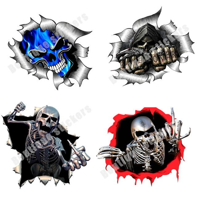 3d Skull Sticker Torn Metal Skull Decal Pvc Vinyl Sticker Suitable