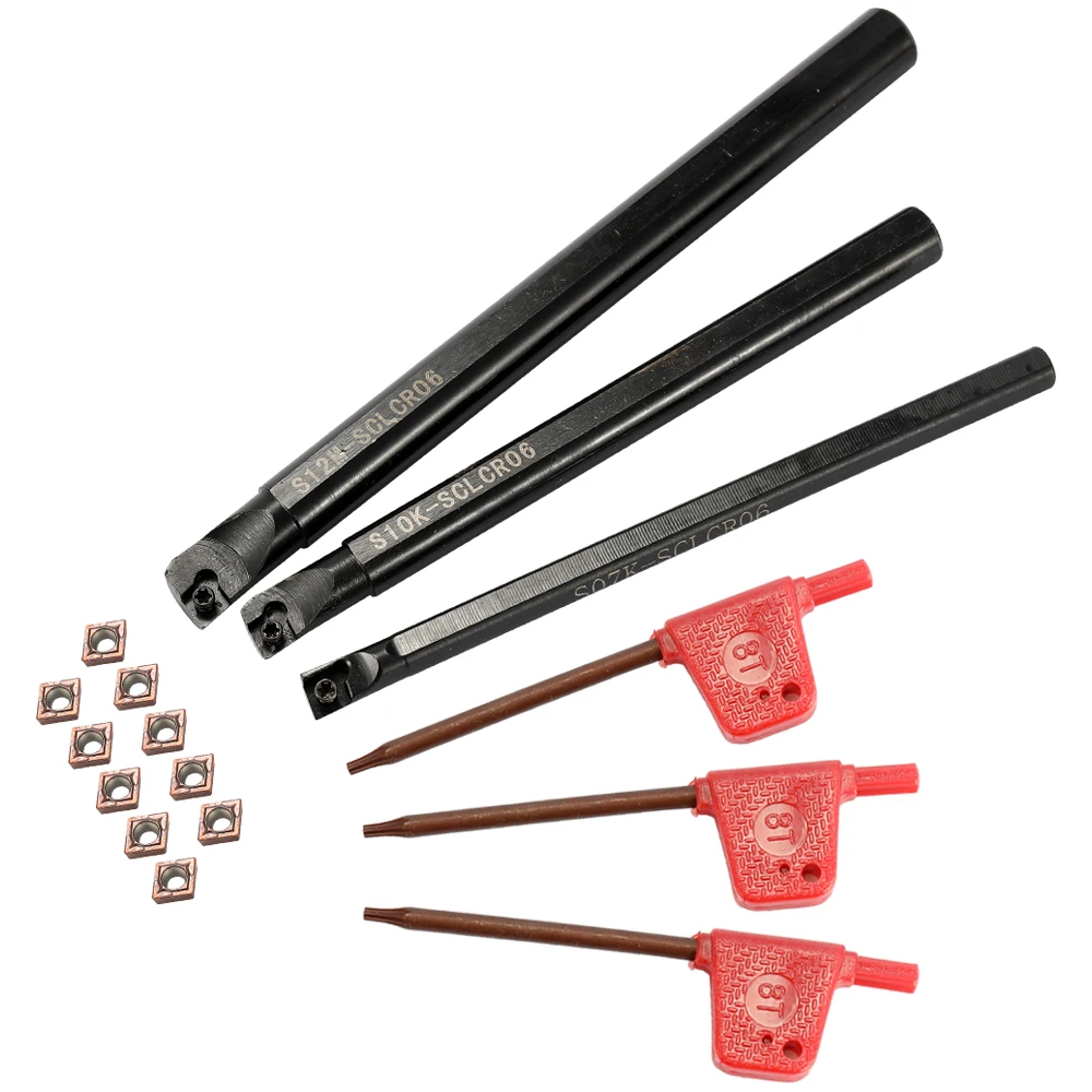 

Boring Bar Lathe Turning Tool Holder Carbide With Insert Wrench Tool Sets