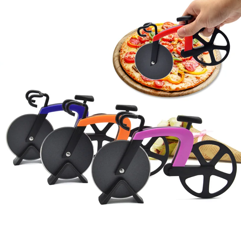 

Non-stick Bicycle Pizza Cutter Pizza Roller Knife Cake-Cut Machine Pizza Cutting Roller Knife Pizza Cutter Kitchen Gadget