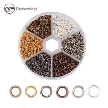 

1600pcs white K iron ring hanging ring connection ring buckle mixed type box 4-10 mm open ring DIY hand jewelry accessories