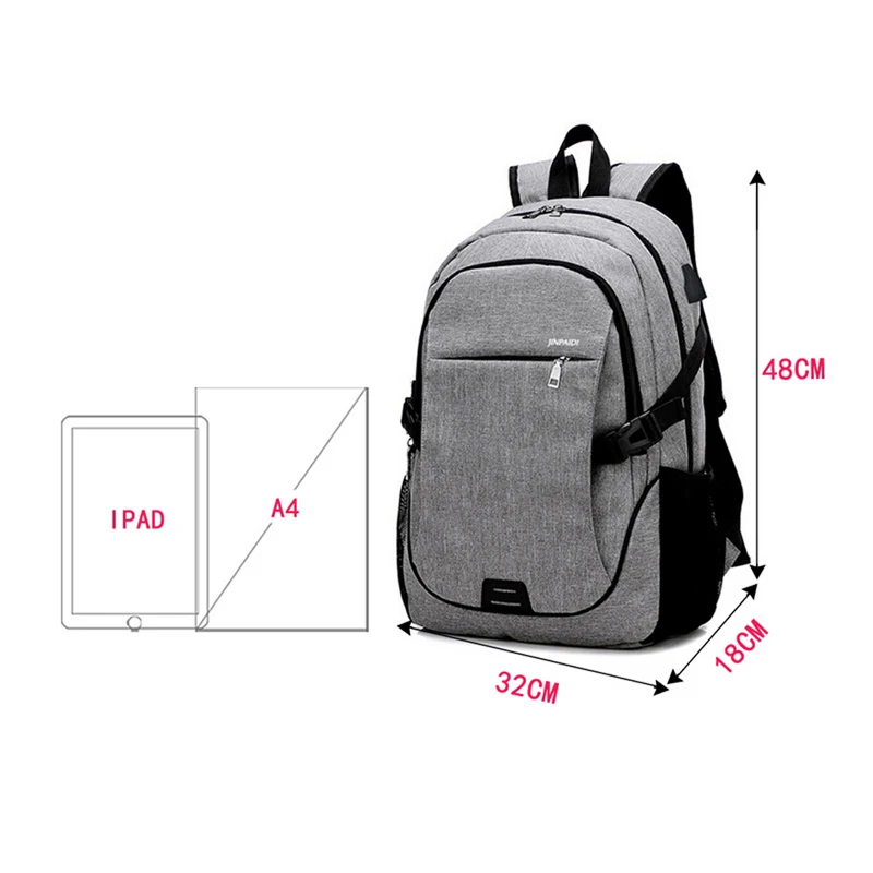 LOOZYKIT Male Backpack Bag Brand 15.6 Inch Laptop Notebook Mochila For Men Waterproof Back Pack Bag School Backpack 32*18*48CM