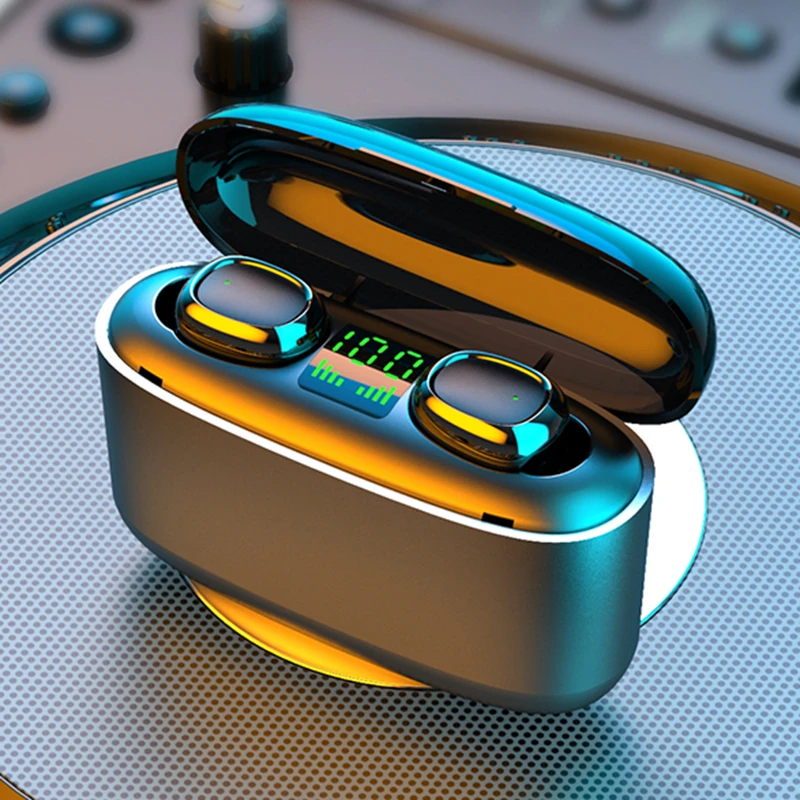 

2020 Newest Wireless Bluetooth Earphone 9D Stereo Music Wireless Headphones LED & Digital Charging Box Touch Earbuds Mini Mic