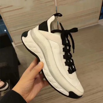 

2020 Spring White Shoes Women Platform Sneakers Fashion Brand Ladies Chunky footware Female mujer Black Shoes Thick Bottom
