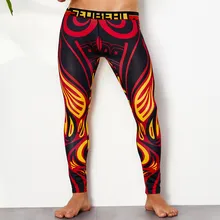 Мужские спортивные штаны с принтом, хлопковые дышащие леггинсы, термо кальсоны, нижнее белье, мужские модные штаны L1108