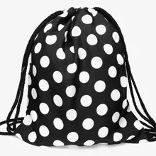 1 шт., черный и белый рюкзак в горошек, Wi-Fi, рюкзак на шнурке, школьный рюкзак для студентов, Mochila Feminina, сумка-мешок