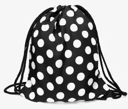 1 шт., черный и белый рюкзак в горошек, Wi-Fi, рюкзак на шнурке, школьный рюкзак для студентов, Mochila Feminina, сумка-мешок