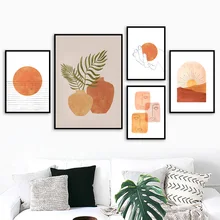 

Abstract Geometry Curve Face Wall Art Canvas Painting Nordic Posters And Prints Orange Wall Pictures For Living Room Home Decor
