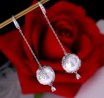 

low price high quality diamond crystal jewelry storne 925 silver pearl lady's earings up-market gift free shippjng 23h