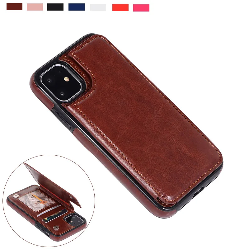 

Leather Silicone Back Cover For iPhone 11 Pro Max 2019 5.8 6.1 6.5 inch Wallet Magnetic Card Holder case For iPhone 11 Pro