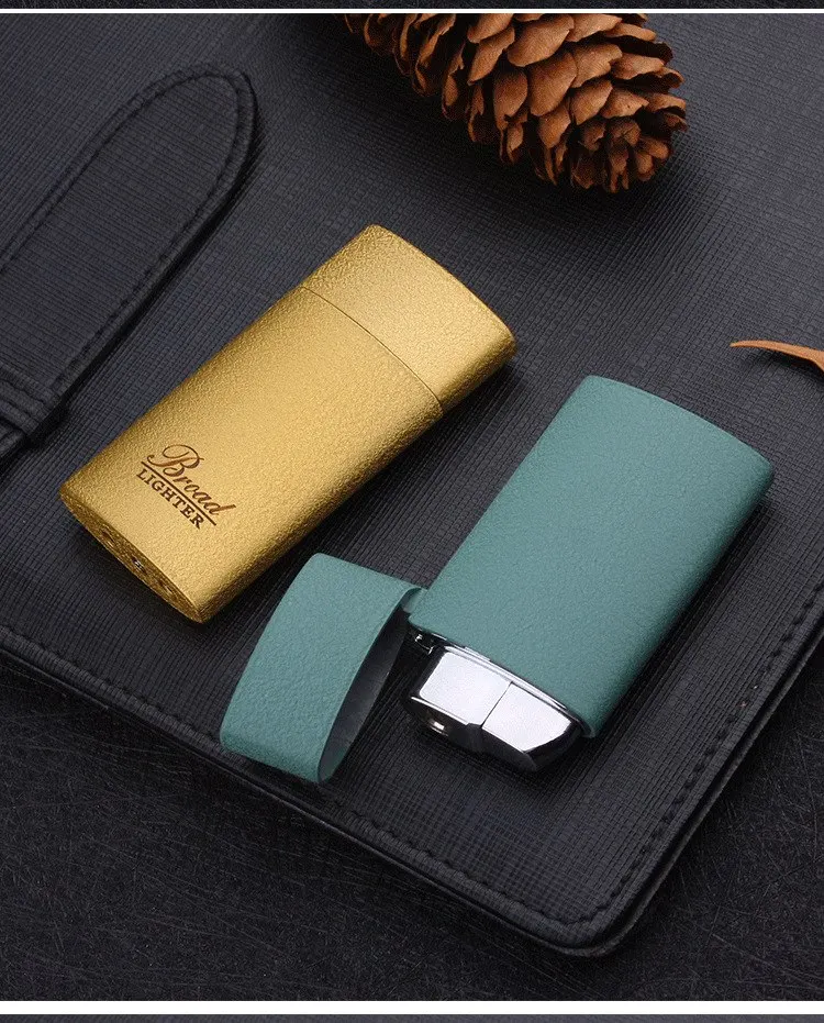 Ultra-thin Portable Metal Lighters Frosted Red Flame Inflatable Windproof Lighter Fashion Men and Women Cigarette Lighter