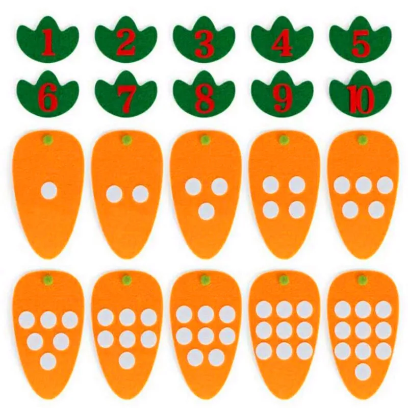 10 шт./упак. 1-10 номеров ручной работы игрушки морковь точек номера совпадают обучения игры для детей обучающие и развивающие игрушки Математические Игрушки