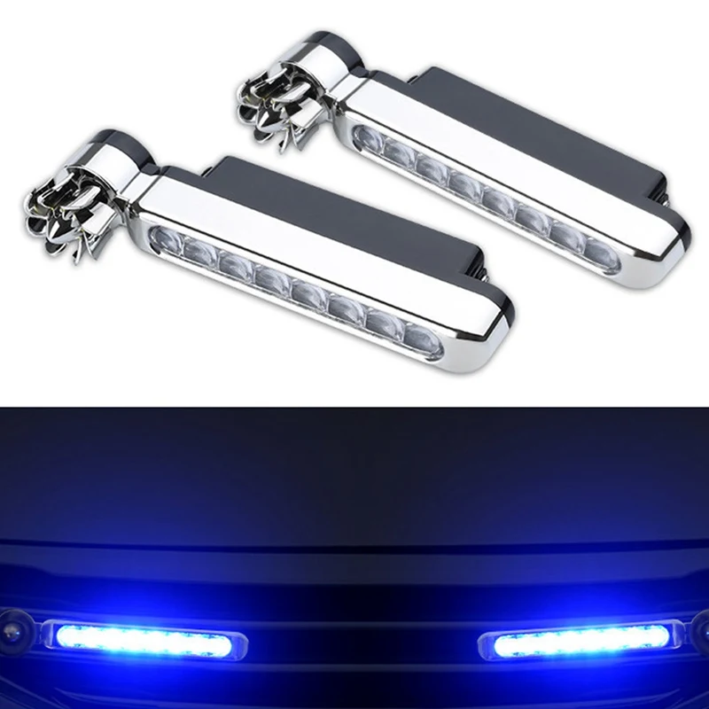 

1pair LEDs Car Fog Warning/Daytime Running Lamp No Wiring Wind Power Grille Vehicle Lights With Fan Rotation Car Light Assembly