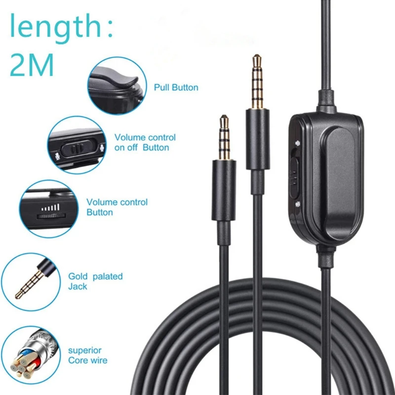 

Portable Headphone Cable Audio-AUX Cable for Logitech-Astro A10 A40 A30 Headphone Cord Line