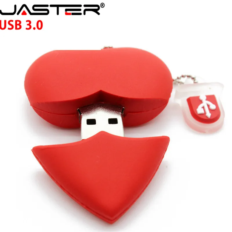 JASTER USB 3,0, красный usb флеш-накопитель в форме сердца, 4 ГБ/8 ГБ/16 ГБ/32 ГБ, красивая карта памяти, прекрасный подарок для девочки