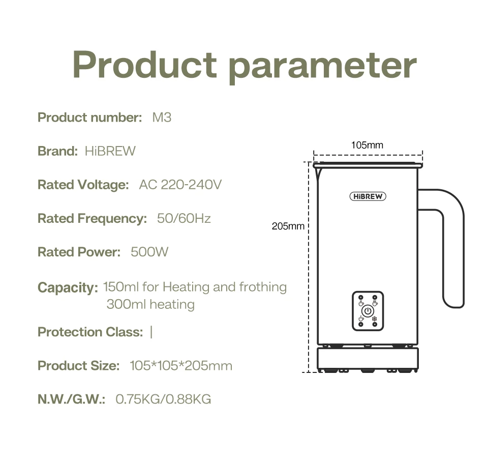 HiBREW 4 in 1 Milk Frother Fully automatic Milk Warmer  M3A