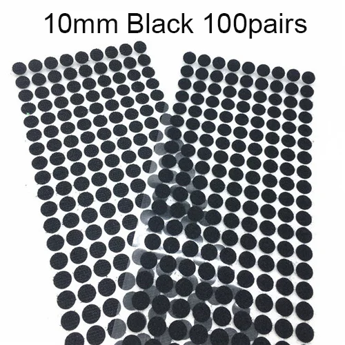 10mm Black 100pairs 10 мм, 100 пар, белая, черная волшебная наклейка, лента для монет с сильным клеем, самоклеющаяся лента для крепления, детский аксессуар «сделай сам» ручной работы - Цвет: 10mm Black 100pairs