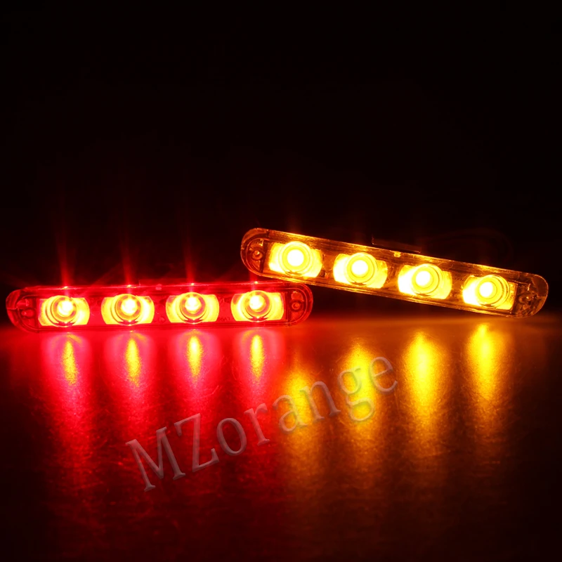 1 Red 1 Yellow MZORANGE 12V 2X4LED Беспроводной дистанционного мигалка для полиции и скорой помощи Управления проблесковый маячок-стробоскоп для автомобиля Предупреждение о чрезвычайном происшествии Зажигалка для сигарет - Цвет: 1 Red 1 Yellow