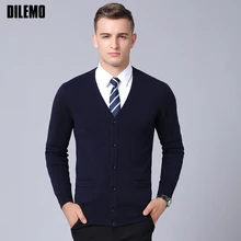 Шерсть модный брендовый свитер, мужской кардиган облегающие вязаные Джемперы одноцветные зимние корейский стиль повседневная мужская одежда