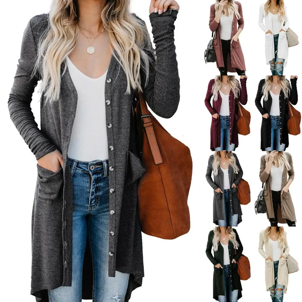 Fashion Knitted Cardigan Loose Pocket Long Sleeve Sweater Female Women's Coats Outerwear Autumn Winter Large Size Elegant |