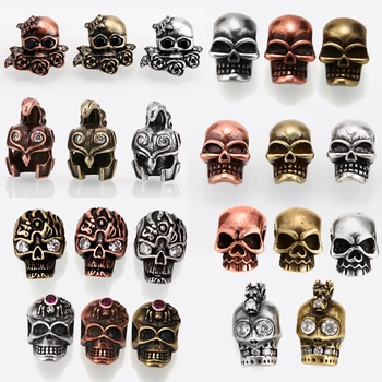 

skull paracord beads Micro Pave CZ Bead Clear Cubic Zirconia charm Spartan helmet Copper beads for making jewelry diy Bracelet