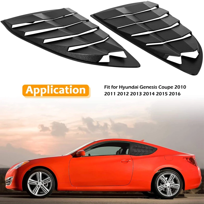 Side Window Louvers Windshield Sun Shade Cover for Hyundai Genesis Coupe 2010 2012 2013 2014 2015 2016 Matte Black 