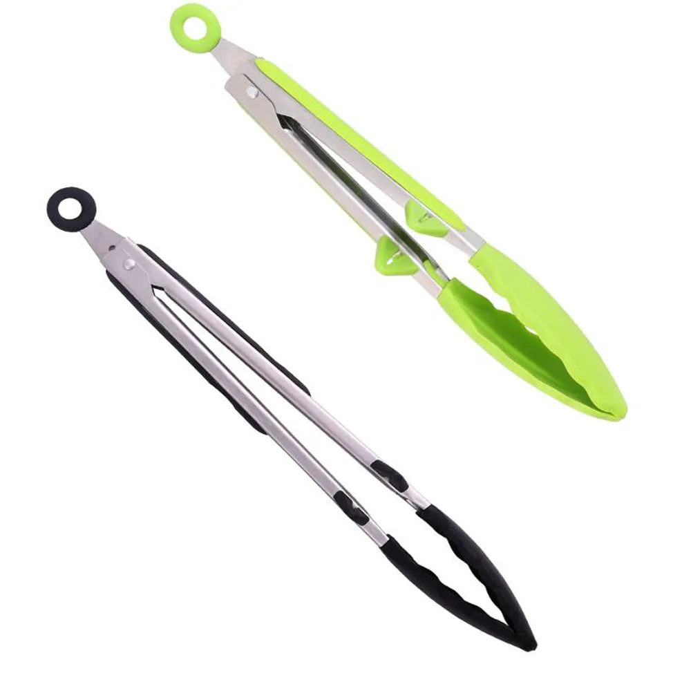 

9/12 Inch Silicone Food Tong Stainless Steel Kitchen Tongs Silicone Non-slip Cooking Clip Clamp BBQ Salad Tools Kitchen Accessor