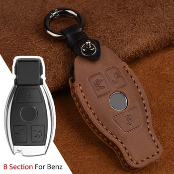 

High quality Leather 3 Button Smart Remote Key Case Fob Cover Holder For Mercedes benz W210 W211 W212 W124 W176 W202 W205 GLK